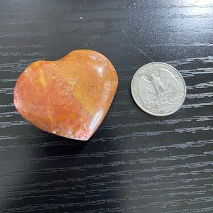 Set of 2 puffy hearts - Red and Yellow Jasper